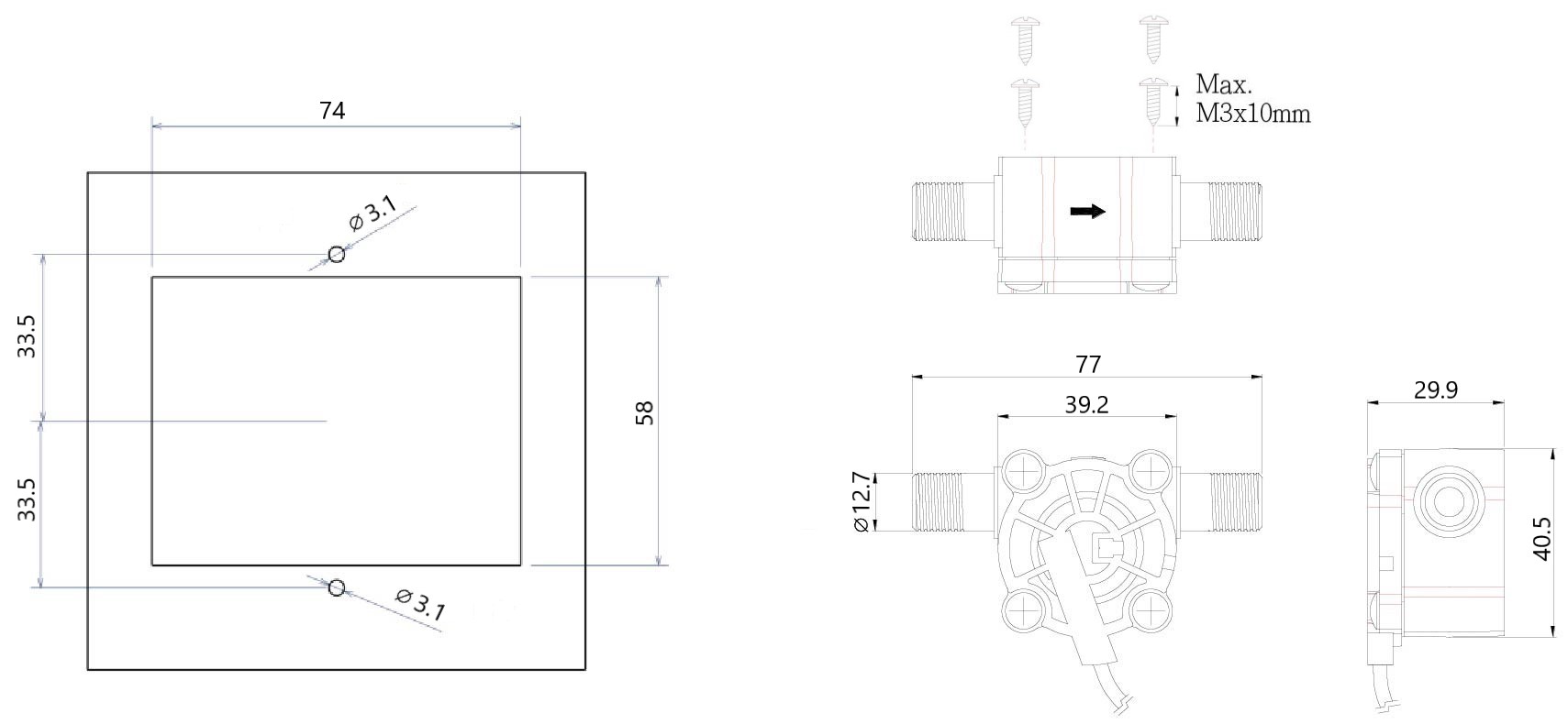 DigiFlow 6710M-34TM , 1_4”-1-尺寸