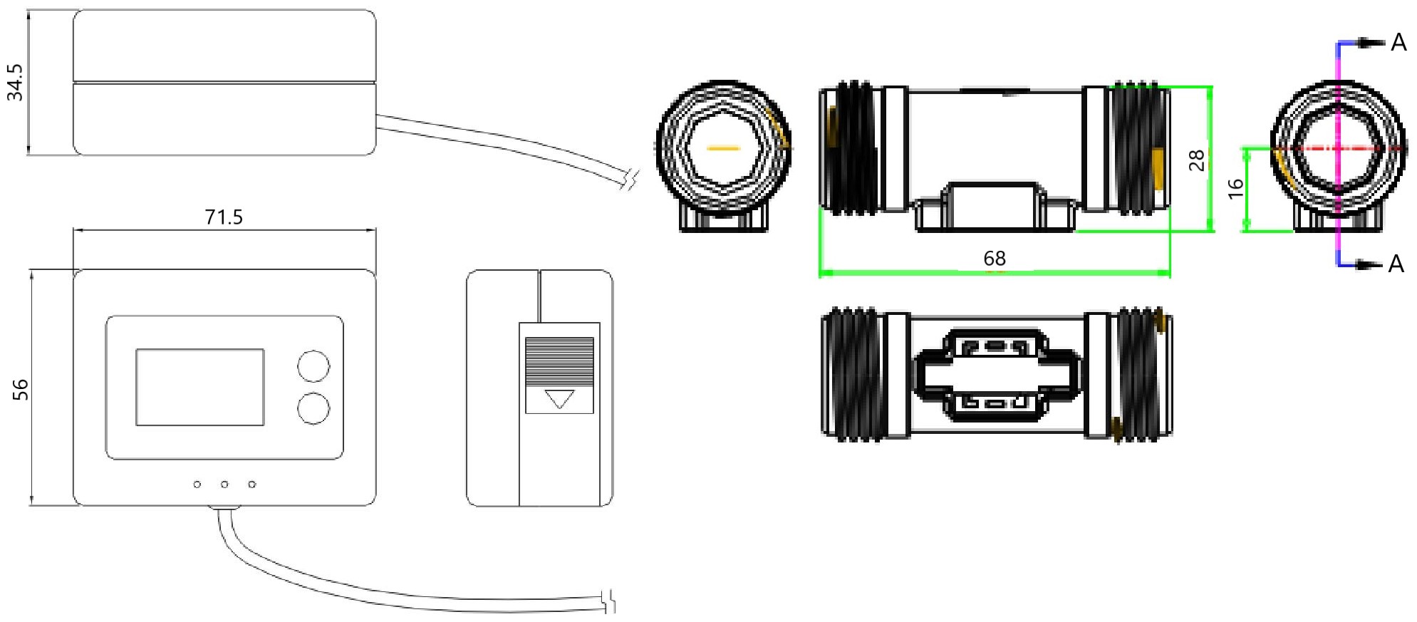 DigiFlow 6710M-66 , 3_4”-1-尺寸