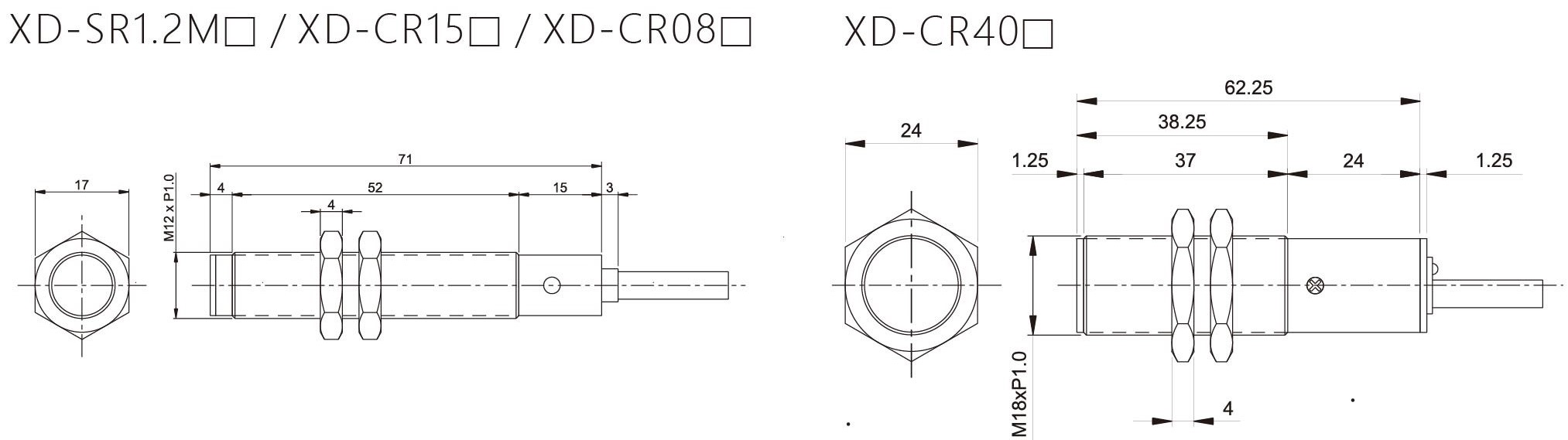 XD-Series光電開關-1-尺寸